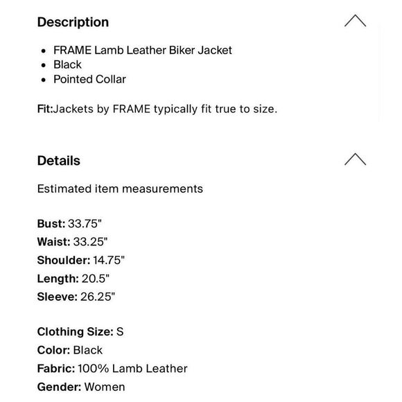 Frame Authentic Solid Black Shine Genuine Lamb Leather Biker Moto Jacket Small - Picture 4 of 8